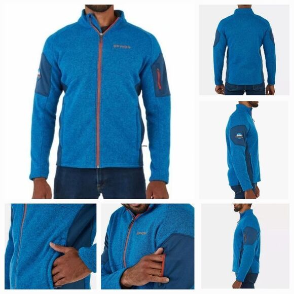 🔸️Spyder Empire Blue Heathered Full Zip Lightweight Jacket Men's Large - Picture 2 of 12